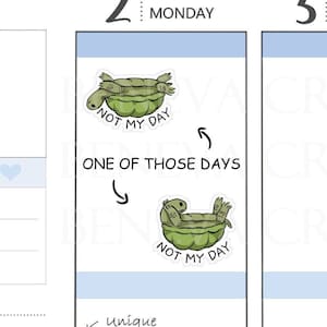 Pegatinas de "No es mi día" - Pegatinas de "Mal día" - Pegatinas de tortuga - Pegatinas de tortuga - Pegatinas para personalizar - Pegatinas de humor - Pegatinas de planificación (CL-013)