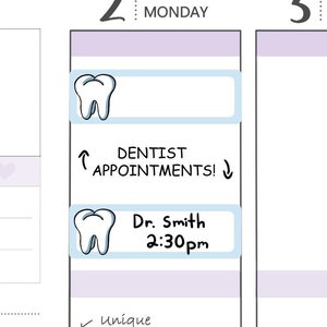 Stickers rendez-vous dentiste-autocollants rendez-vous-autocollants dentiste-autocollants fonctionnels-dents-autocollants mignons-autocollants mignons de planificateur-(FN-017)