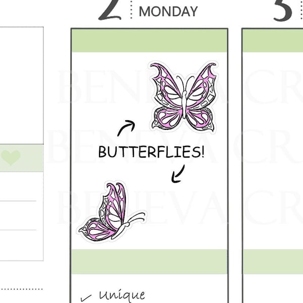 Butterfly Stickers - Insect Stickers - Garden Stickers - ECLP Stickers - Kikki K Stickers - Cute Stickers - Cute Planner Stickers- (LS-057)