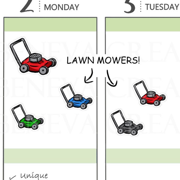 Lawn Mower Stickers - Mower Stickers- Mowing Stickers- Chore Stickers- Grass Cutter Stickers -Gardening Equipment -Planner Stickers-(HG-007)