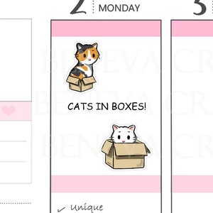 Cat In Boxes Stickers-Pet Stickers- Kitty Stickers-Cat Stickers-Box Stickers-Character Stickers-Personalized Stickers-Cute Stickers-(PT-030)