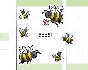Bijenstickers - hommelstickers - bezige bij - honingstickers - honingpotstickers - insectenstickers - leuke stickers - plannerstickers- (CL-019)