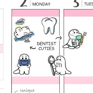 Adesivos de dentista - Adesivos dentais - Adesivos para dentes - Adesivos para consultas odontológicas - Ferramentas odontológicas - Adesivos de personagens - Adesivos para planejadores - (CT-052)