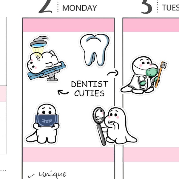 Dentist Stickers -Dental Stickers -Teeth Stickers-Dentist Appointment Stickers -Dental Tools- Character Stickers-Planner Stickers - (CT-052)