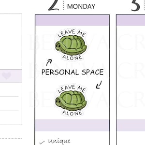 Laat me met rust stickers - stickers persoonlijke ruimte - schildpadstickers - personagestickers - schildpadstickers - planningsstickers - (CL-012)