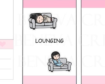 Couch Stickers-Comfy Stickers -Cozy Stickers-Home Stickers-Character Stickers-Personalized Stickers-Blanket Stickers- Cute Stickers-(EL-025)