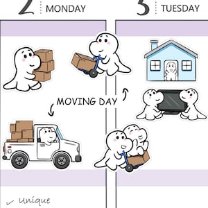Adesivos para o dia da mudança - Adesivos para mudança - Adesivos para casa nova - Adesivos para casa - Adesivos de personagens - Adesivos para caixas - Adesivos para planejadores - (CT-051)
