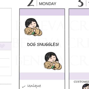Hund Snuggles Aufkleber-Haustier Aufkleber-Doggie Snuggles Aufkleber-Hund Aufkleber-Charakter Aufkleber-Personalisierte Aufkleber-Süße Aufkleber- (PT-019)
