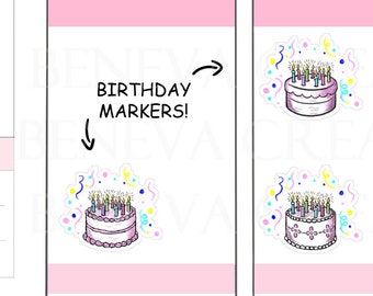 Birthday Cake Stickers - Birthday Stickers - Celebration - Party - Birthday Candles - Birthday Party, Birthday Planner Stickers - (LS-035)