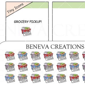 Tiny Grocery Pickup Stickers - Tiny Grocery Stickers - Online Groceries - Doodle Stickers - Food Stickers -Planner Stickers -(TI-105)