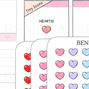 Tiny Heart Stickers - Tiny veelkleurige hartstickers - gekleurde hartstickers - kleine pictogramstickers - liefdesstickers - krabbelstickers - (TI-092)