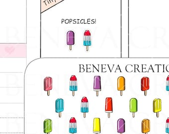 Pegatinas de paletas pequeñas - Pegatinas de postres - Pegatinas de helados - Dibujos de comida - Pegatinas de dibujos - Pegatinas de comida - Pegatinas para agendas - (TI-112)