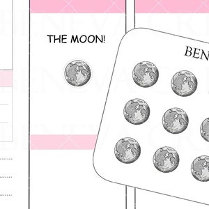 Adesivos da Lua - Adesivos Lunares - Adesivos do Ciclo Lunar - Adesivos do Rastreador Lunar - Adesivos do Calendário Lunar - Adesivos de Rabiscos - (DL-299)