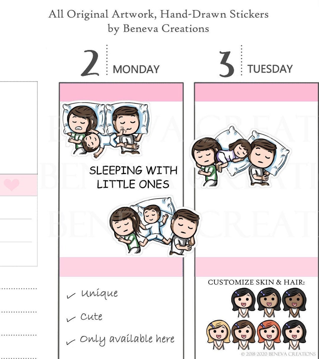 Bed Time Stickers - Sleeping Stickers- Toddler Stickers -mom Life ...