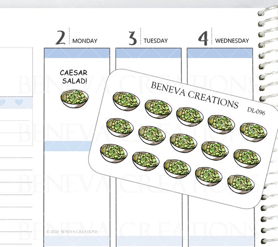 Caesar Salad Stickers- Salad Bowls- Salad Stickers - Food Stickers - Healthy Food- Food Doodles- Doodle Stickers- Planner Stickers- (DL-096)