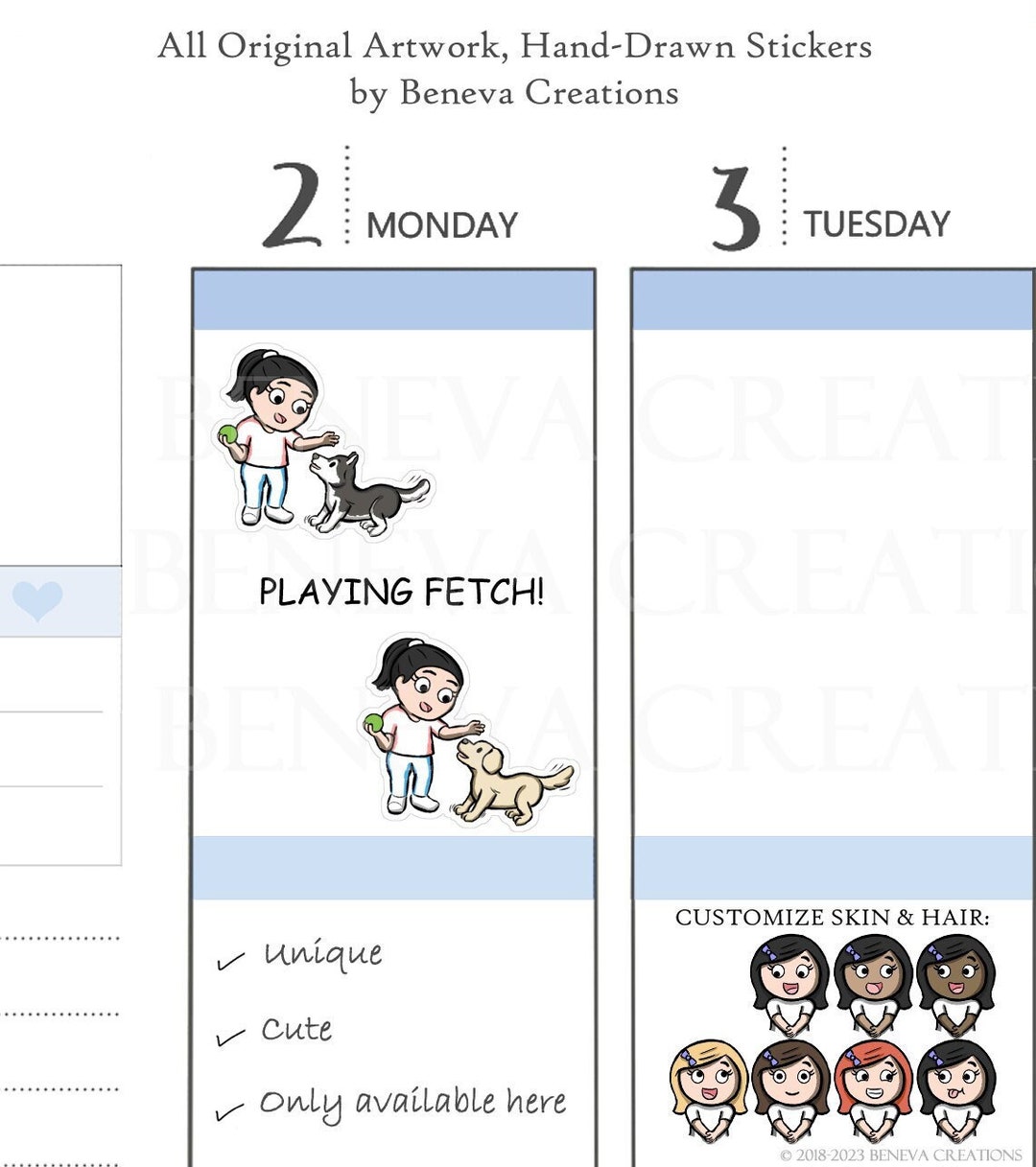 Playing Fetch Stickers-pet Stickers- Fetch Stickers -dog Stickers ...