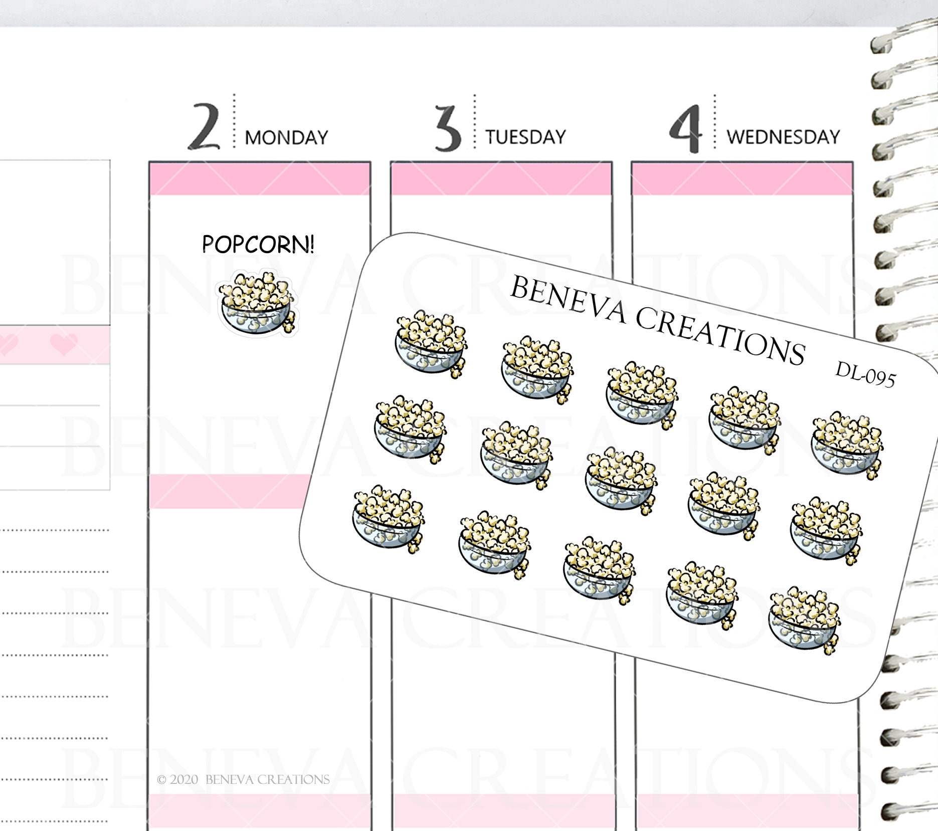 Popcorn Stickers - Movie Snack Stickers - Snack Stickers - Food Stickers - Food Doodles - Doodle Stickers -Planner Stickers - (DL-095)