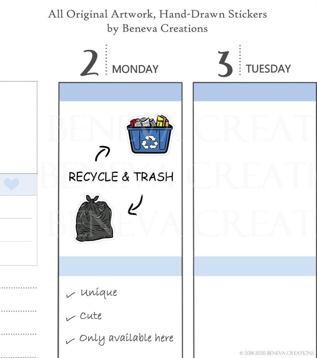 Recycle Bins Stickers Garbage Bags Stickers Trash Bag Stickers Chore