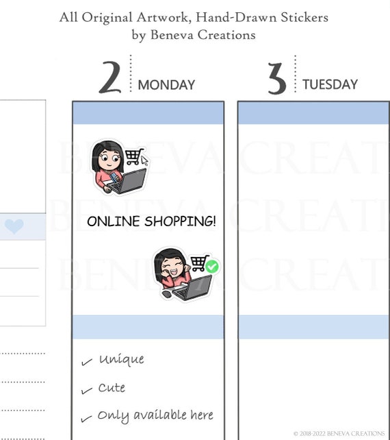 Online Shopping Stickers-Shopping Stickers-Computer Stickers-Retail Stickers-Character Stickers-Personalized Stickers-Cute Stickers-(LS-086)