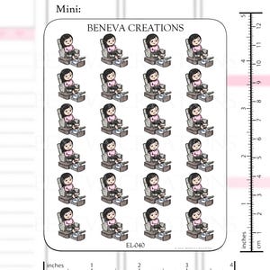 May include: A sheet of 16 stickers featuring a cartoon illustration of a person getting a pedicure. The stickers are arranged in a 4x4 grid. The stickers are approximately 2.5 cm in size.