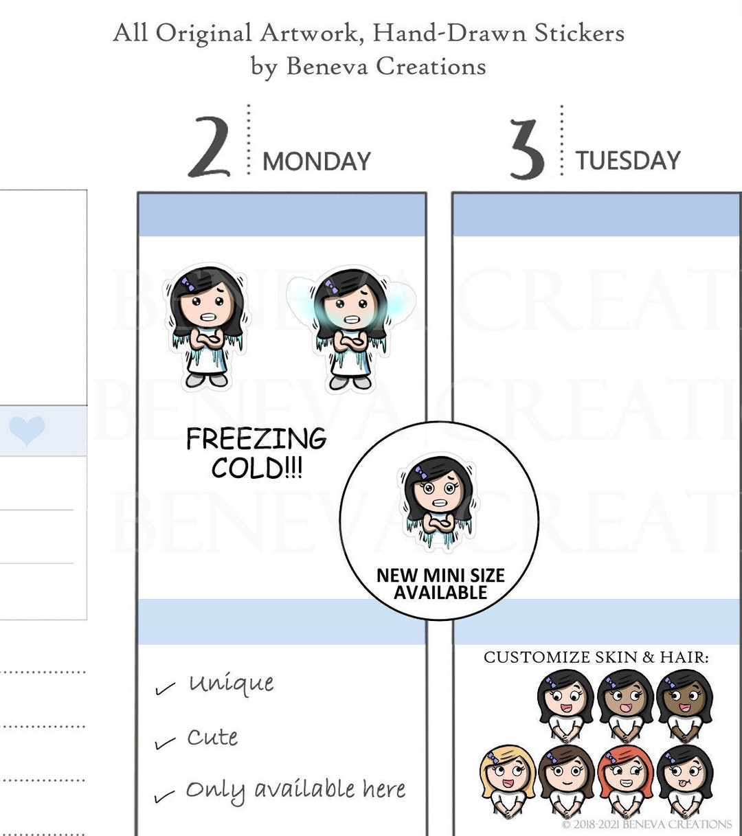 Freezing Cold Stickers - Cold Stickers - Chilly Stickers -shivering ...