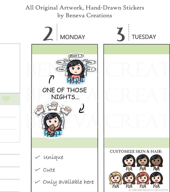 Sleepless Night Stickers Cannot Sleep Stickers Counting | Etsy