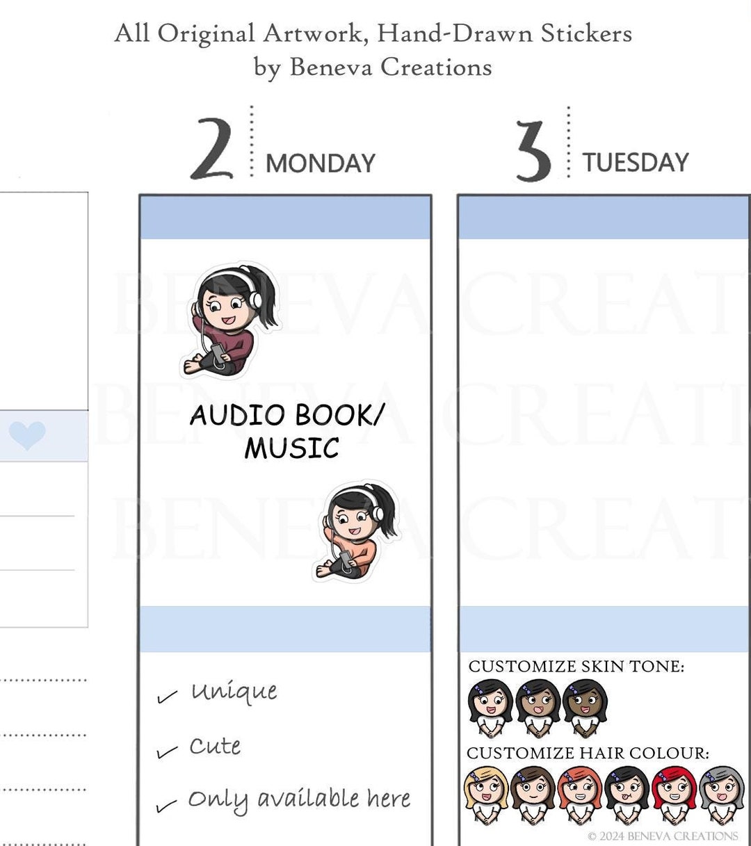Headphone Stickers-music Stickers- Phone Stickers-audio Book Stickers ...