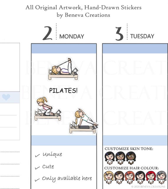Pilates Stickers - Reformer Pilates Stickers- Reformer Machine -Exercise Stickers -Workout Stickers- Sport Stickers-Cute Stickers-(SE-046)