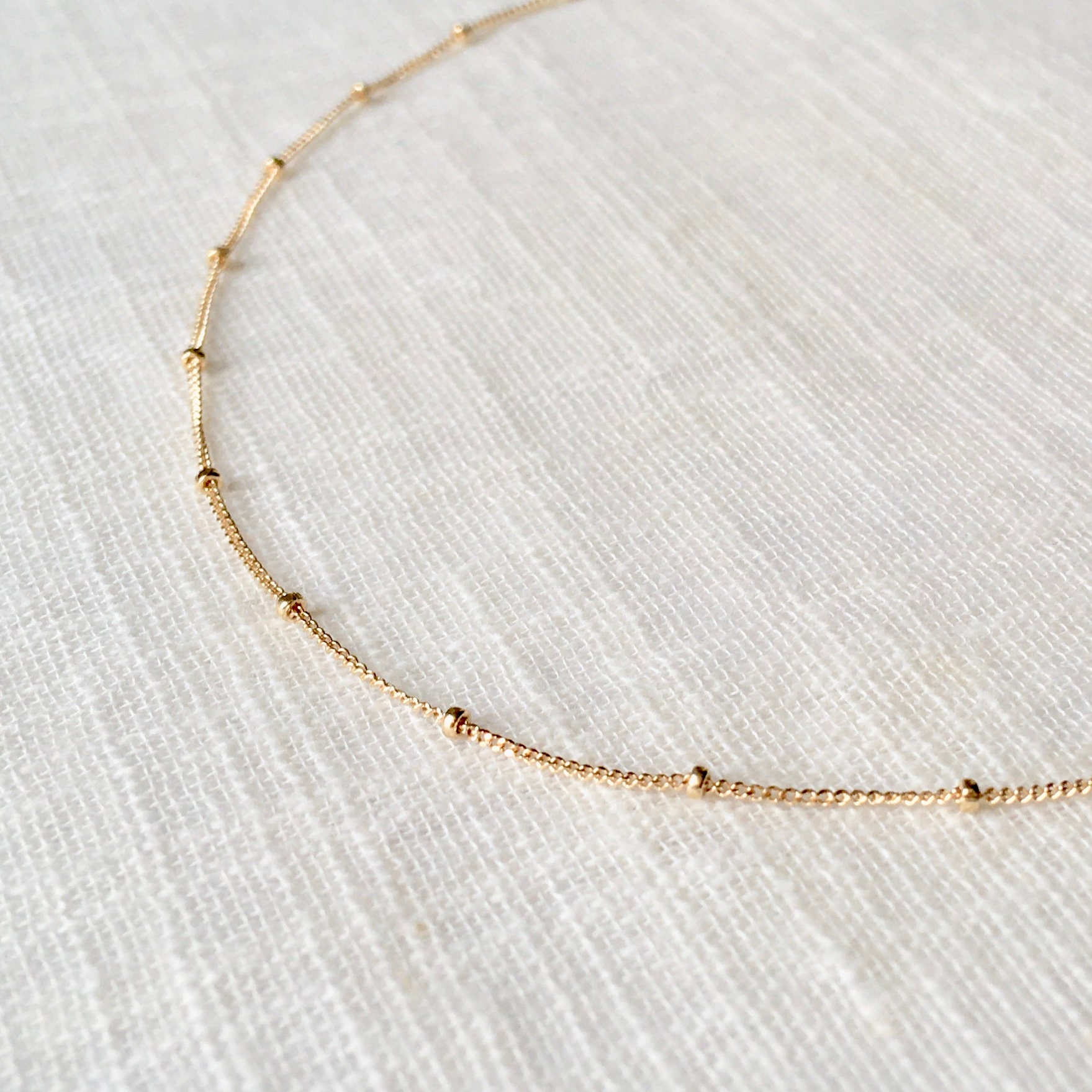 Gold Beaded Bracelet w Clear Floral Beads 14/20K GF Diamond Shape Chains  6.25