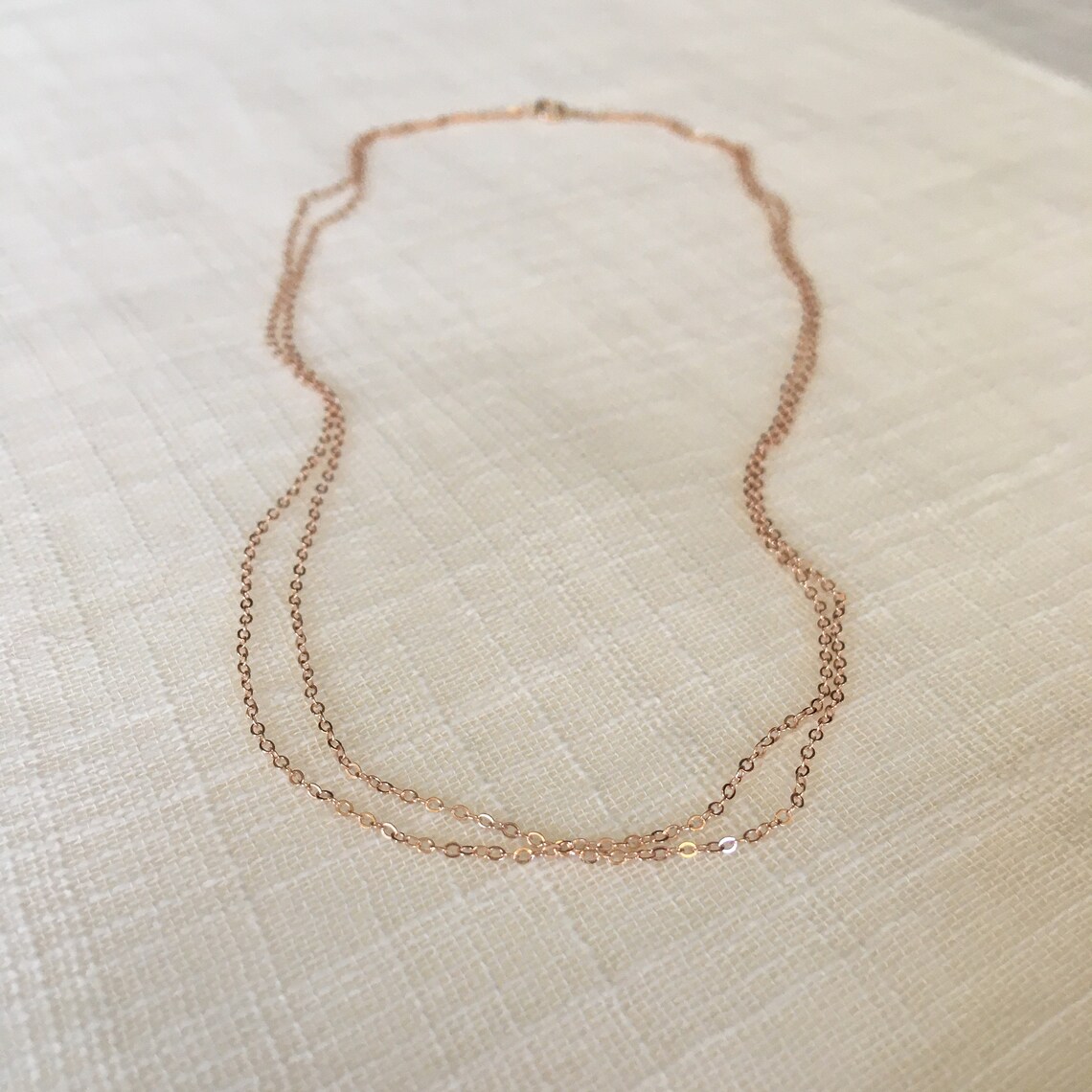 Rose Gold Double Strand Necklace 14k Rose Gold Multistrand Etsy