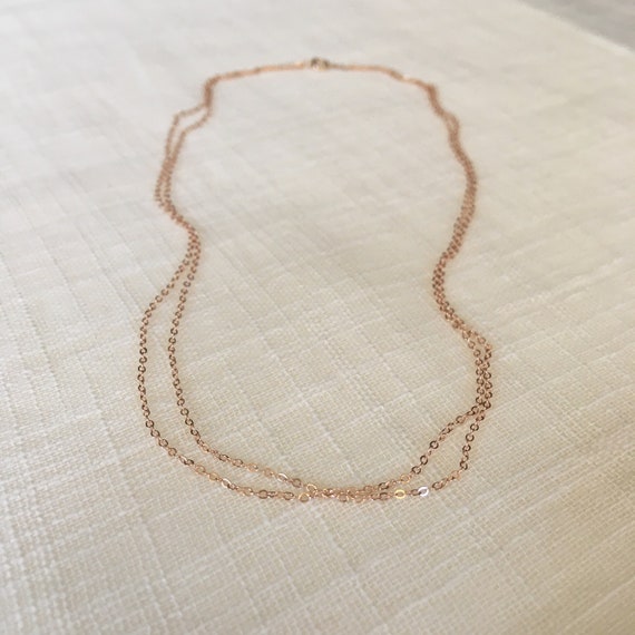 Rose Gold Double Strand Necklace 14k Rose Gold Multi strand