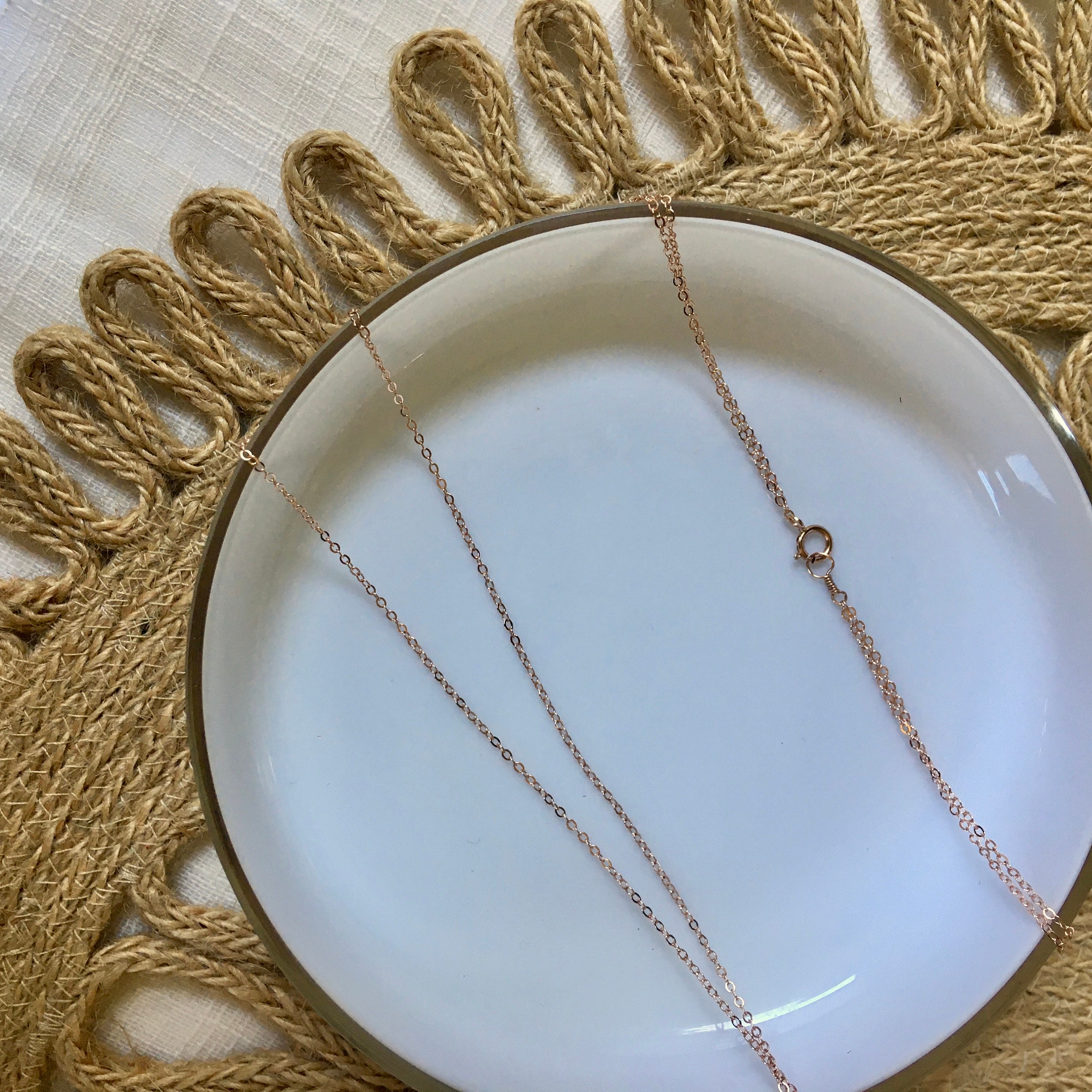 Rose Gold Double Strand Necklace 14k Rose Gold Multistrand Etsy