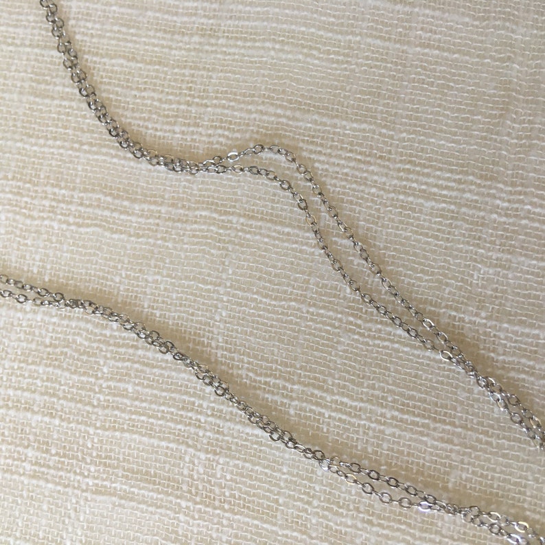 Dainty 14k White Gold Short Chain Necklace 14k Gold Ultra Dainty Multi-Strand Necklace White Gold Delicate Multi-Chain Choker Necklace image 2