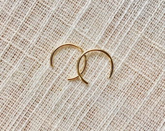 Tiny Open Hoop Earrings - Modern Simple Open Hoop Earrings - Gold Minimal Circle Earrings - 14k Rose Gold Silver Ultra Simple Earrings