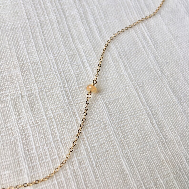 October Gift for Mom Wife Sister Ultra Dainty Opal Birthstone Choker Necklace Tiny Opal Necklace October Birthstone Necklace Gift