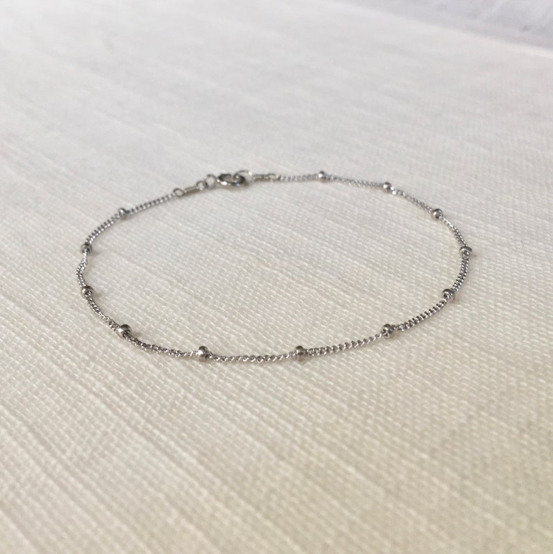 Pure 14k White Gold Bead Chain Bracelet Tiny Delicate 14k Etsy Canada