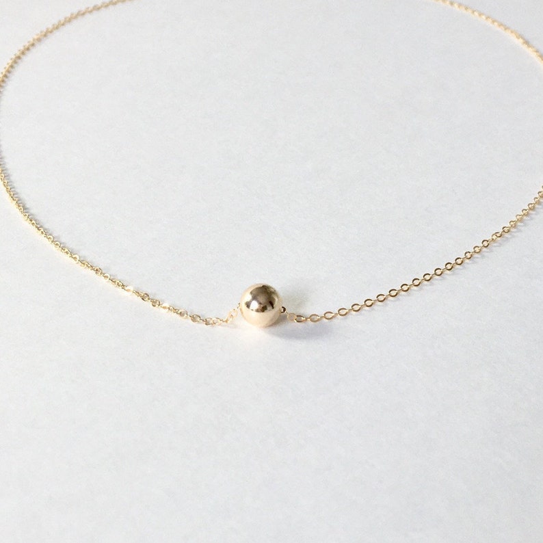14k Gold Bead Necklace Simple Solid Gold Orb Necklace Etsy UK