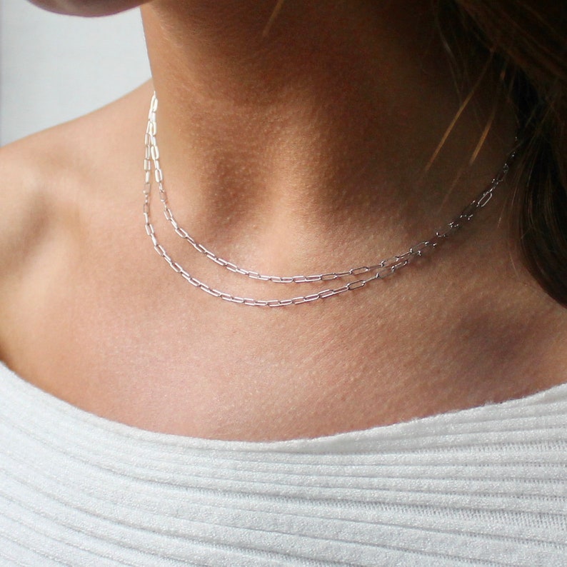 Delicate 14k White Gold Cable Chain Necklace Solid Gold Etsy