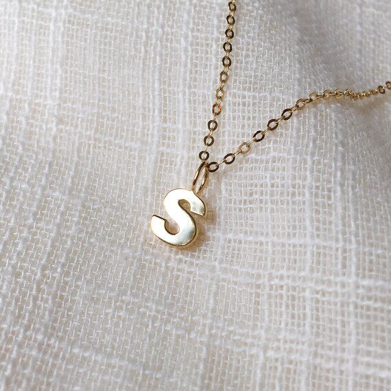 Letter S Necklace in 14k Gold