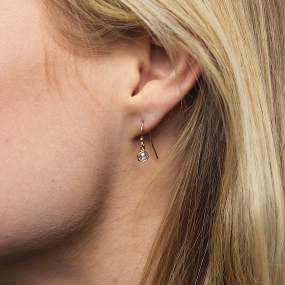 Tiny diamond drop earrings deals