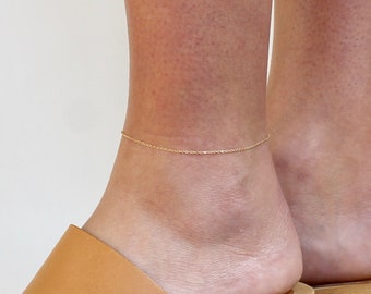 Dainty Chain Anklet - Simple, Delicate 14k Gold Fill Cable Chain Anklet - 14k Gold Fill, Rose Gold Fill or Silver Chain Anklet for Her