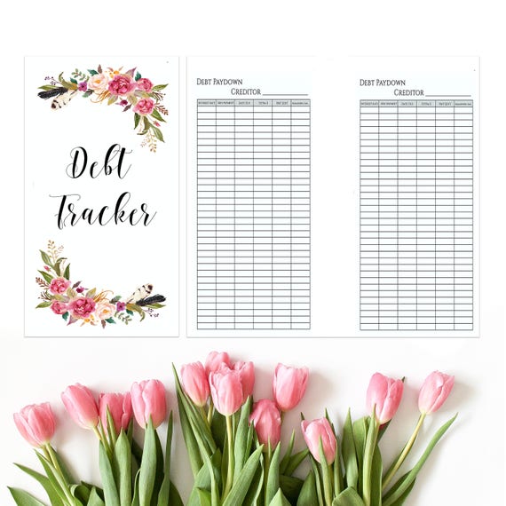 debt repayment finance tracker printable insert debt etsy tulip tracker