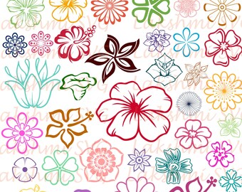 Flower SVG Bundle, Flower clipart, Flower cut files, svg files for silhouette, files for cricut, svg, dxf, eps, cuttable design