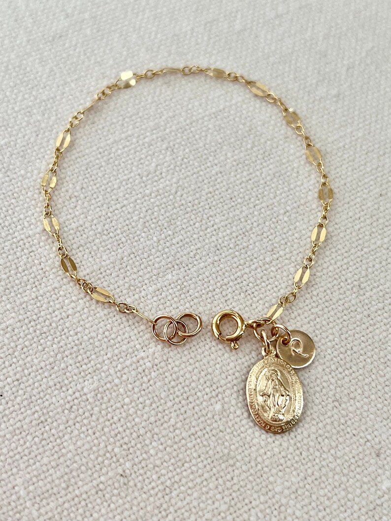 Virgin Mary Bracelet/ Personalized Bracelet/ Genuine 14 K Gold Etsy