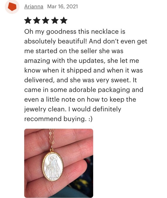 Virgin Mary Necklace/ Mother of Pearl 