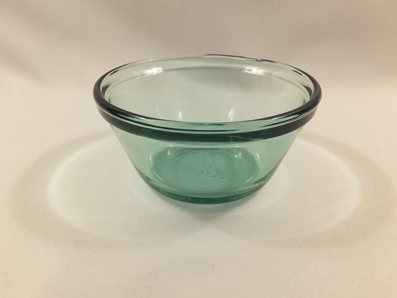 Vintage Green Transparent Glass Custard CupsRamekins Set of 3