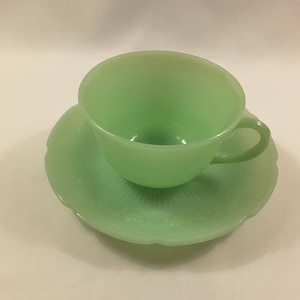 Jadite Cup and Saucer Set by Fire King