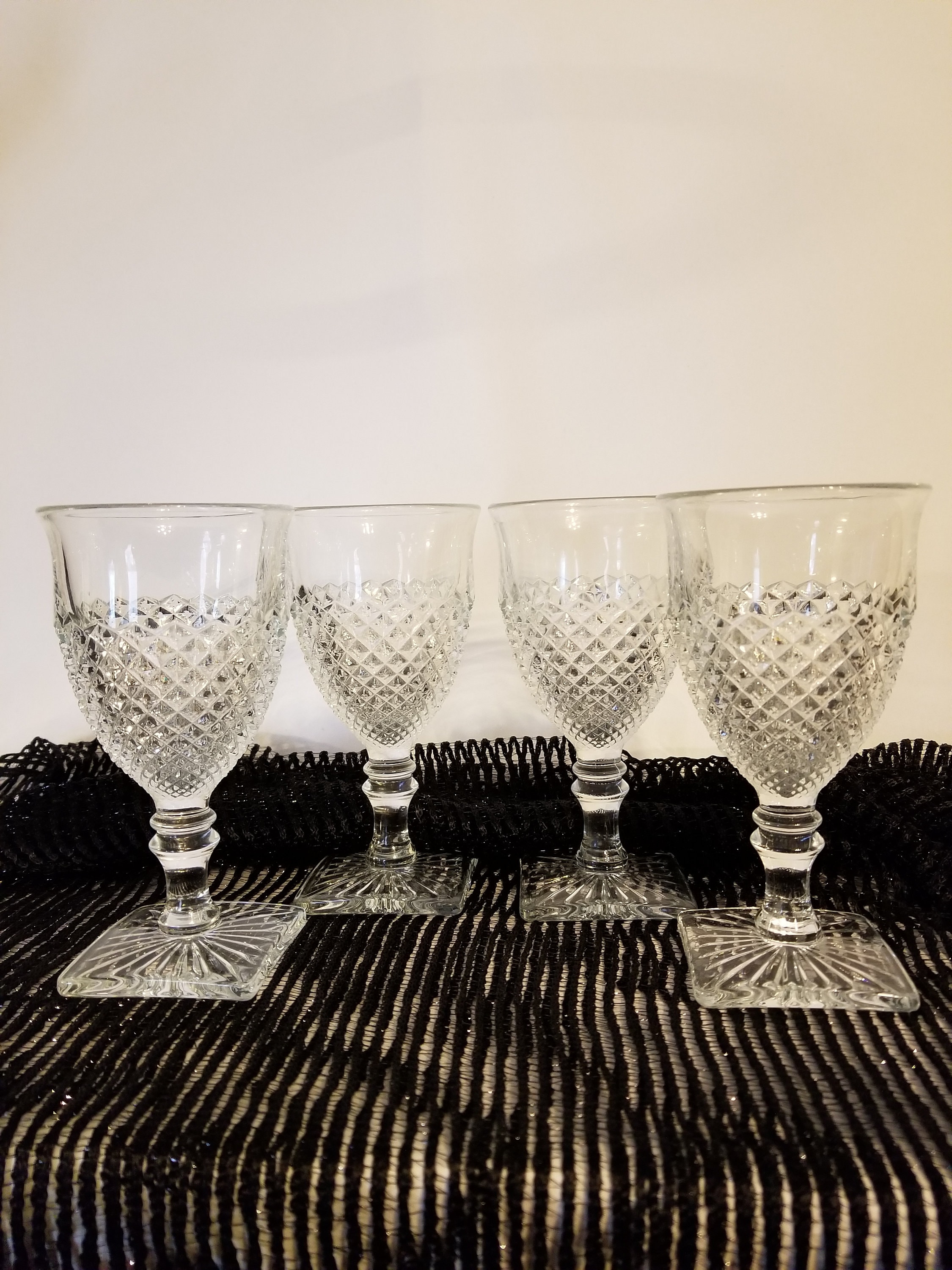 Vintage Square Bottom Wine Glasses, Set of 4 -  Sweden