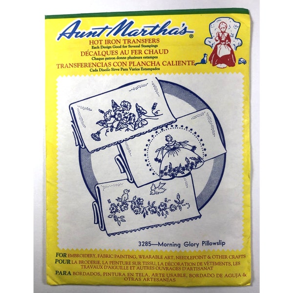 Aunt Martha's Iron-On Transfers 3285 - Morning Glory Pillowslip vn