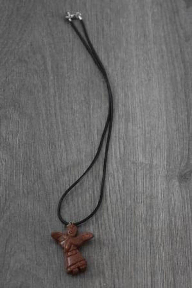 Unique Healing Red Goldstone Angel Pendant with Cord Jewelry that is Handmade in Canada